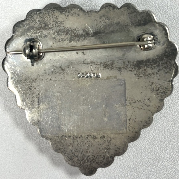 Vintage sterling silver 925 large puffy heart brooch Pin - Picture 3 of 6